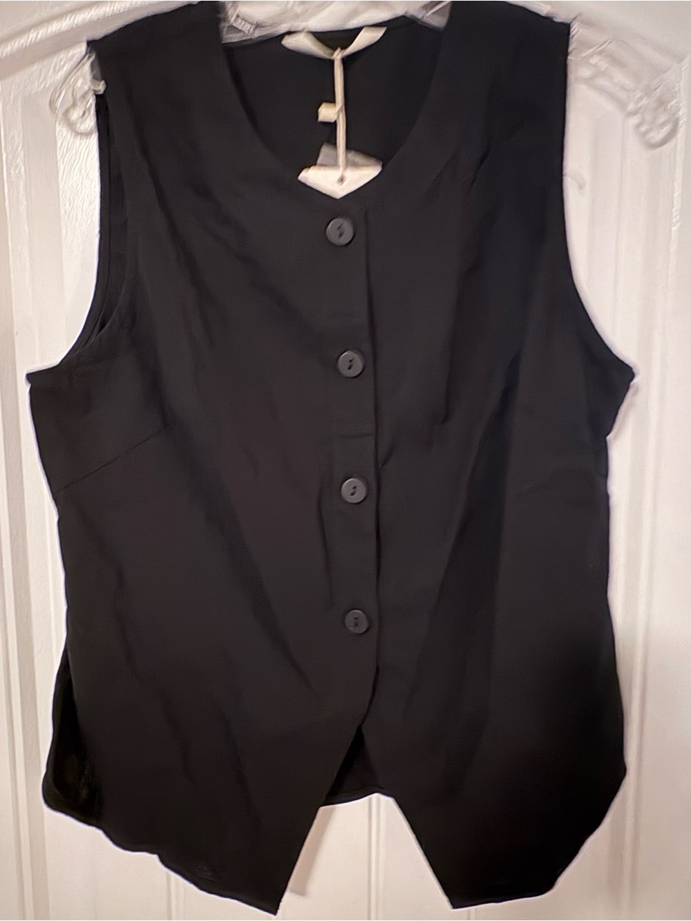 Commense Black Sleeveless Button-Front Top New with Tags
